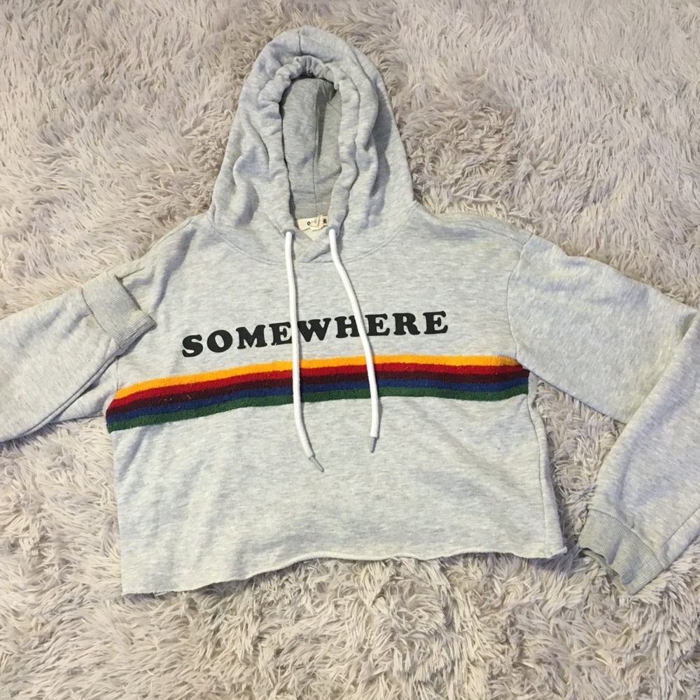 Garage Cropped drawstring hoodie